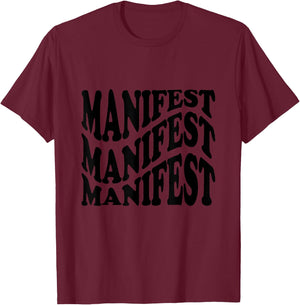 Retro Groovy Manifest Attract Success Mindfulness Meditation T-Shirt - T-Shirt | Maroon