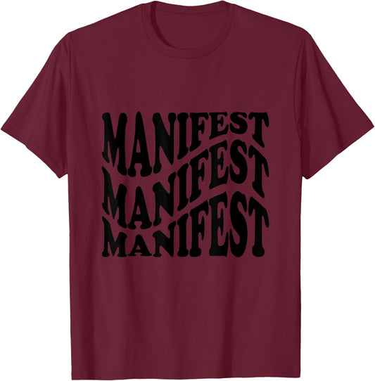 Retro Groovy Manifest Attract Success Mindfulness Meditation T-Shirt - T-Shirt | Maroon