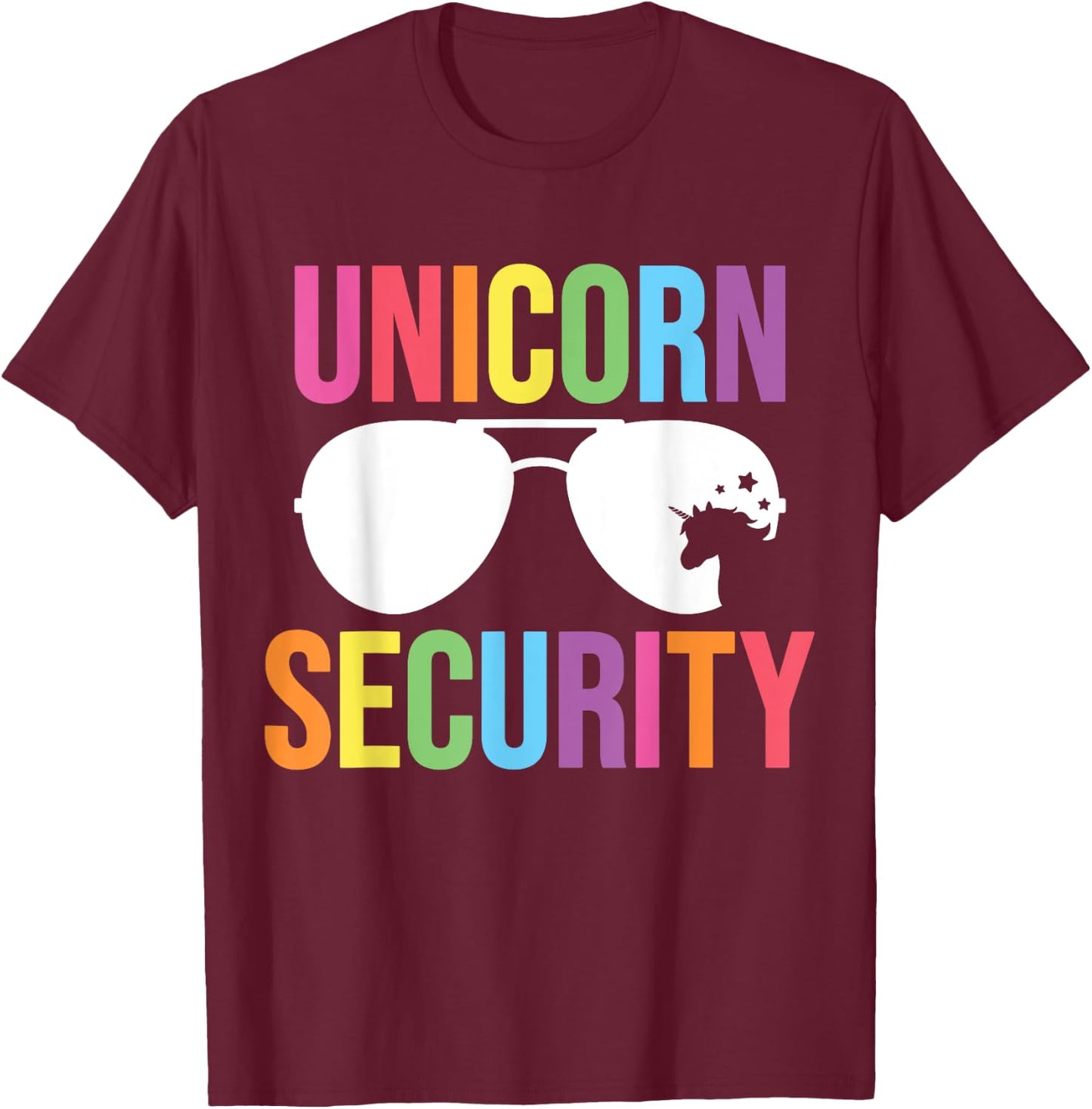 Unicorn Security Birthday Family Halloween Costume Dad Mom T-Shirt - T-Shirt | Maroon