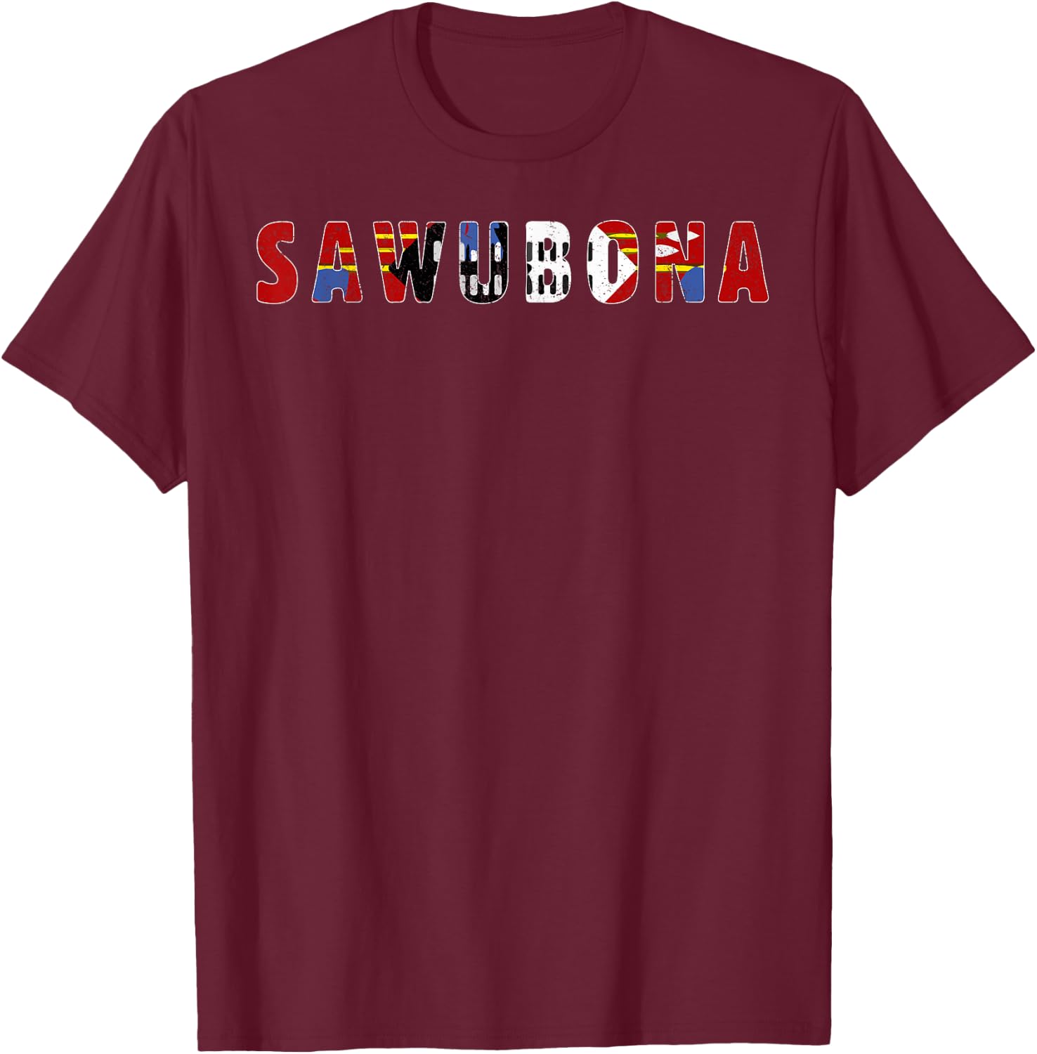 Sawubona Good Morning Country Swaziland T-Shirt - T-Shirt | Maroon