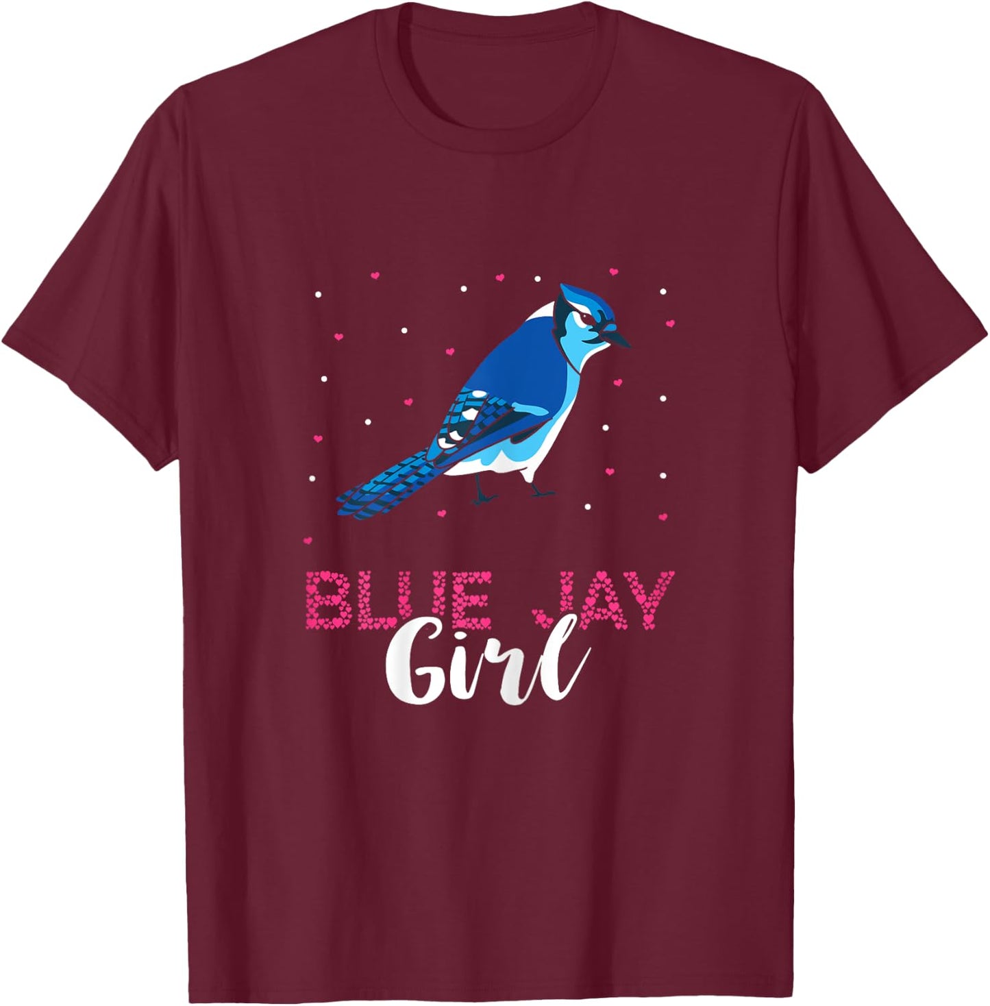 Blue Jay Girl Birder Stellers Jay Blue Jay Bird Ornithology T-Shirt - T-Shirt | Maroon