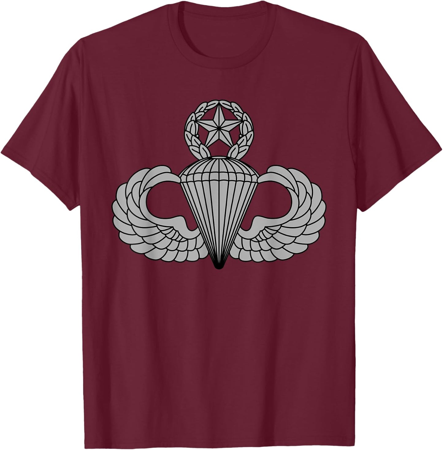 US Army Jumpmaster Badge - Airborne Wings Master Parachutist T-Shirt - T-Shirt | Maroon