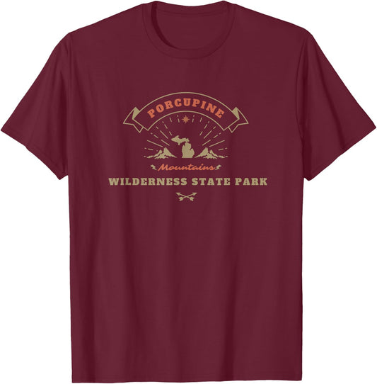 Porcupine Mountains State Park MI Michigan Porkies UP Travel T-Shirt - T-Shirt | Maroon