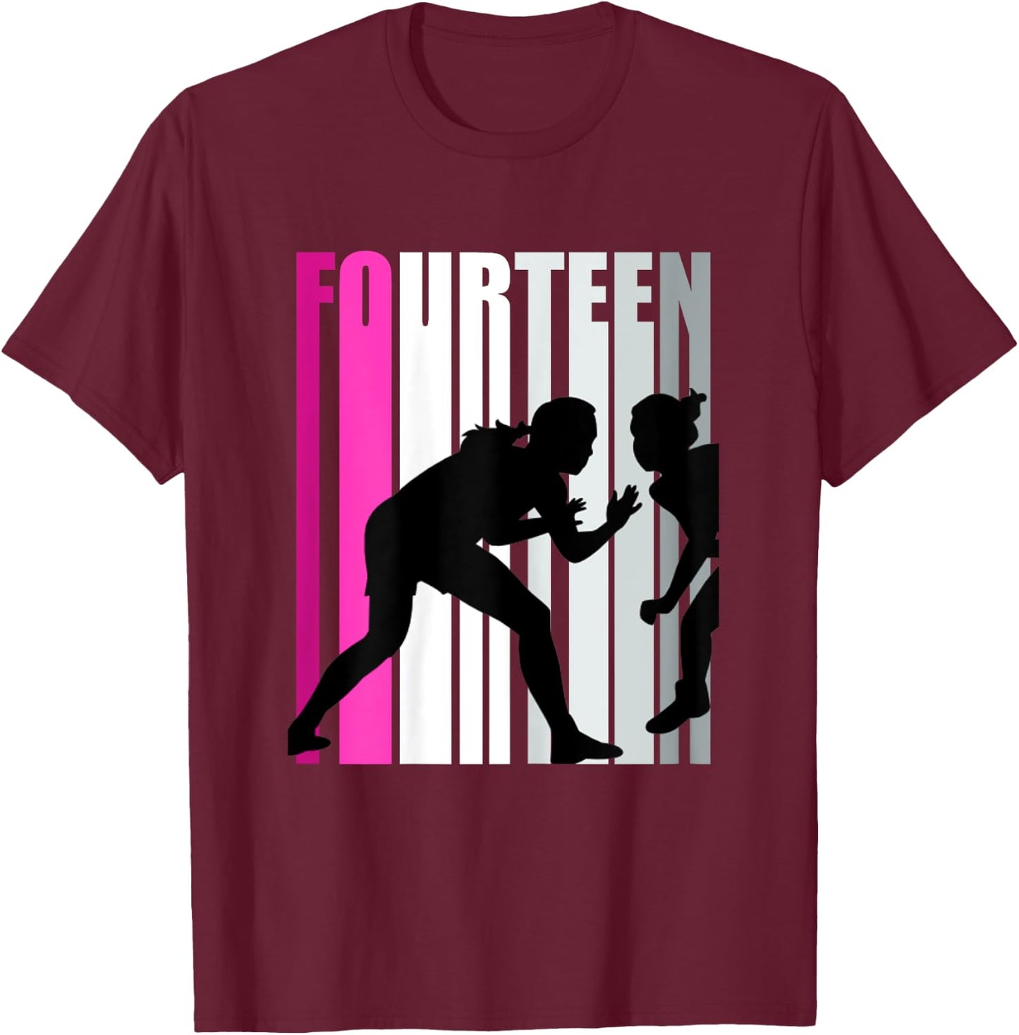 Girls Wrestling 14th Birthday Wrestler Queen Sports Teen T-Shirt - T-Shirt | Maroon