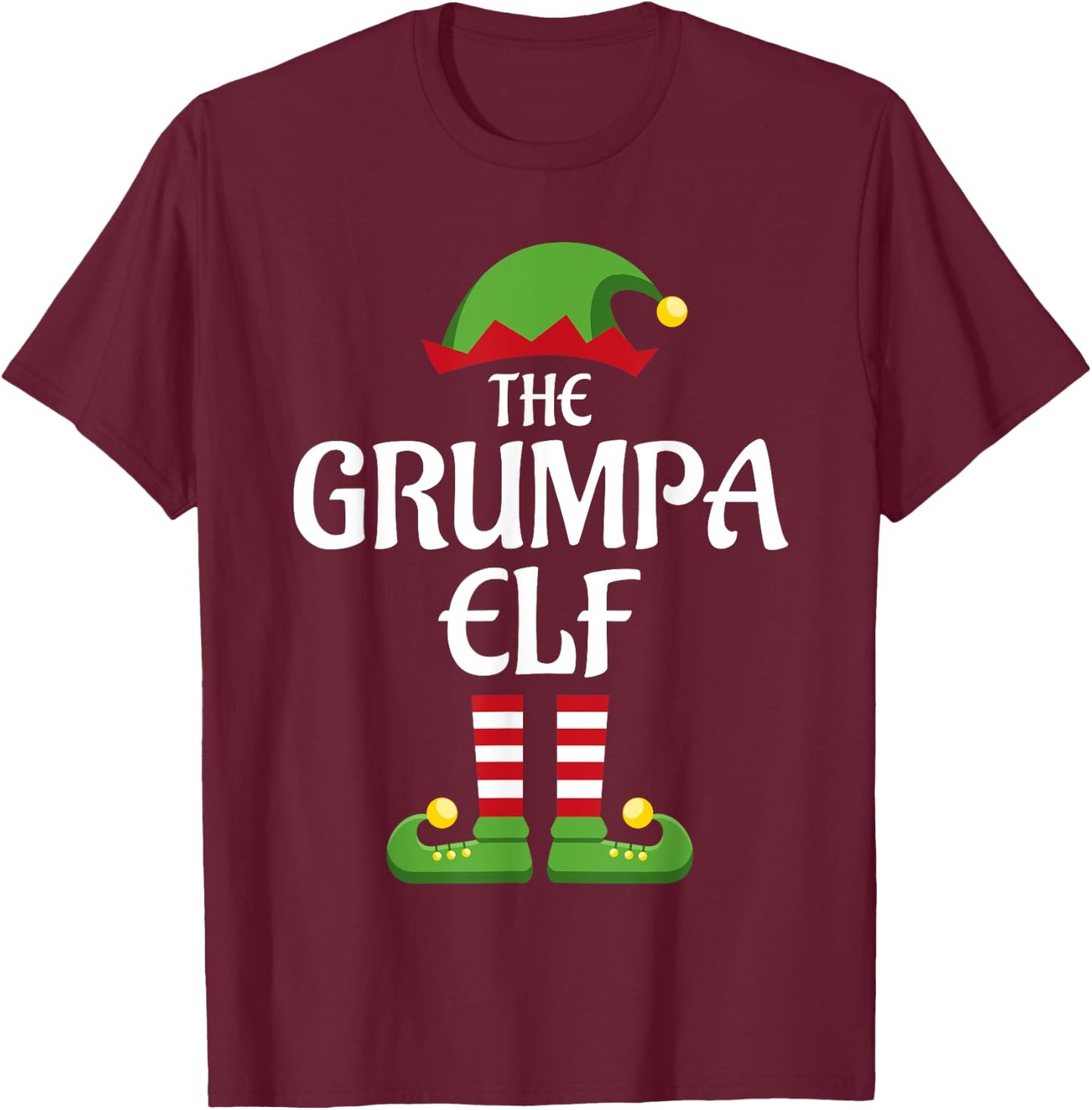 Grumpa Elf Family Matching Group Christmas Grandpa T-Shirt - T-Shirt | Maroon