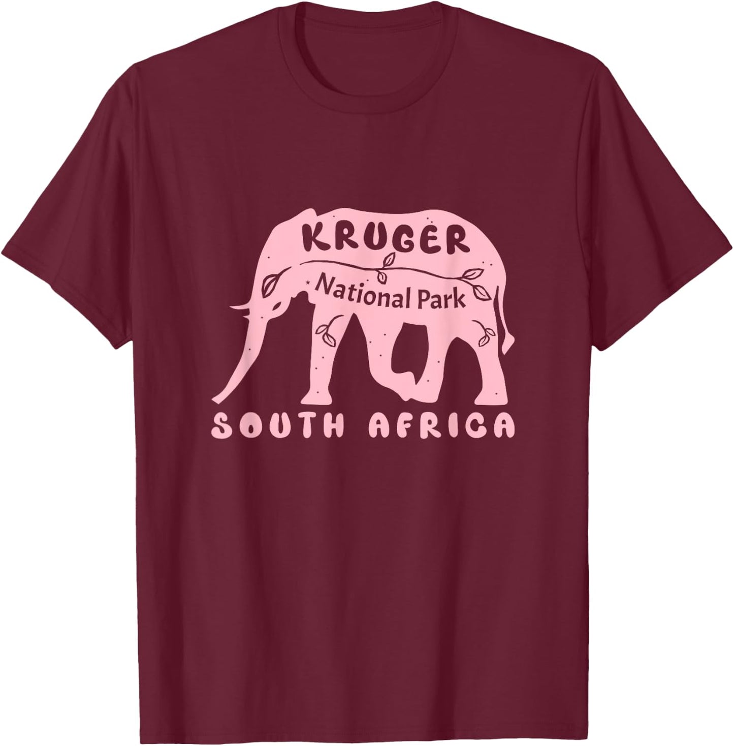 Kruger National Park South Africa Elephant Pink T-Shirt - T-Shirt | Maroon