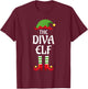 Diva Elf Family Matching Group Christmas Mom T-Shirt - T-Shirt | Maroon