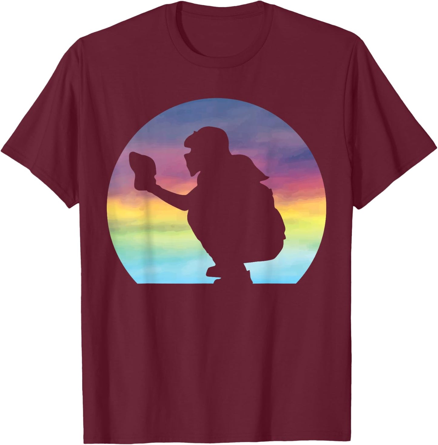 Women's Softball Catcher Silhouette Girls Softball Lover T-Shirt - T-Shirt | Maroon