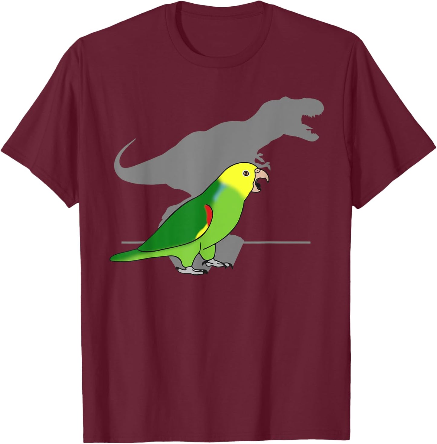 Double Yellow Headed Amazon T-rex Birb Memes Dinosaur Parrot T-Shirt - T-Shirt | Maroon
