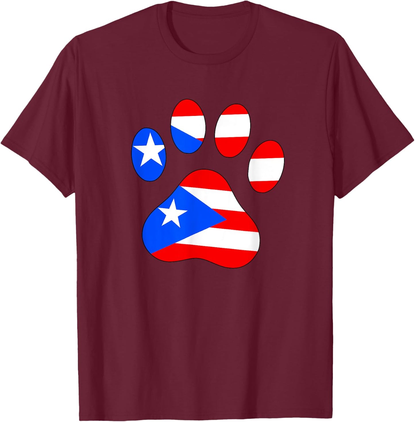 Funny Dog Paw Puerto Rico PR Flag Puerto Rican Boricua Puppy T-Shirt - T-Shirt | Maroon