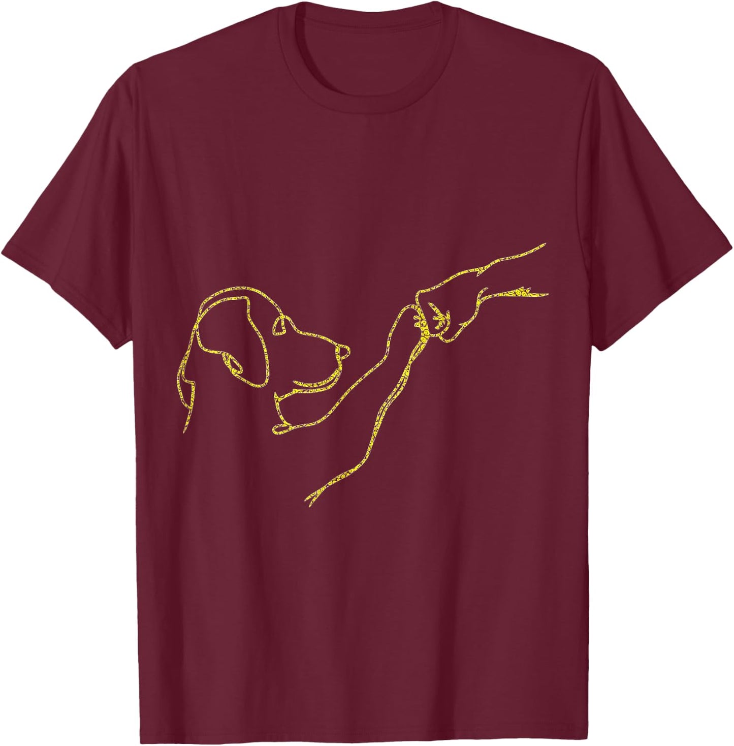 Dog And People Punch Hand Dog Friendship Fist Bump Dog's Paw T-Shirt - T-Shirt | Maroon