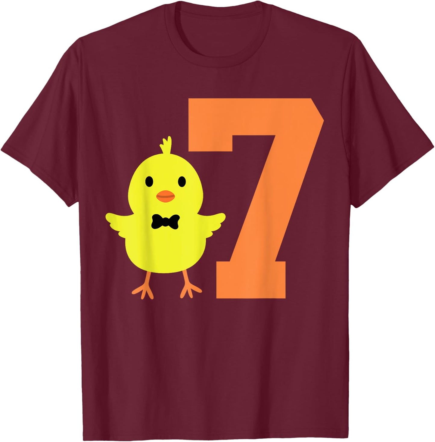 Kids 7th Birthday Chicken Themed Cute 7 Year Old Boys Chick T-Shirt - T-Shirt | Maroon