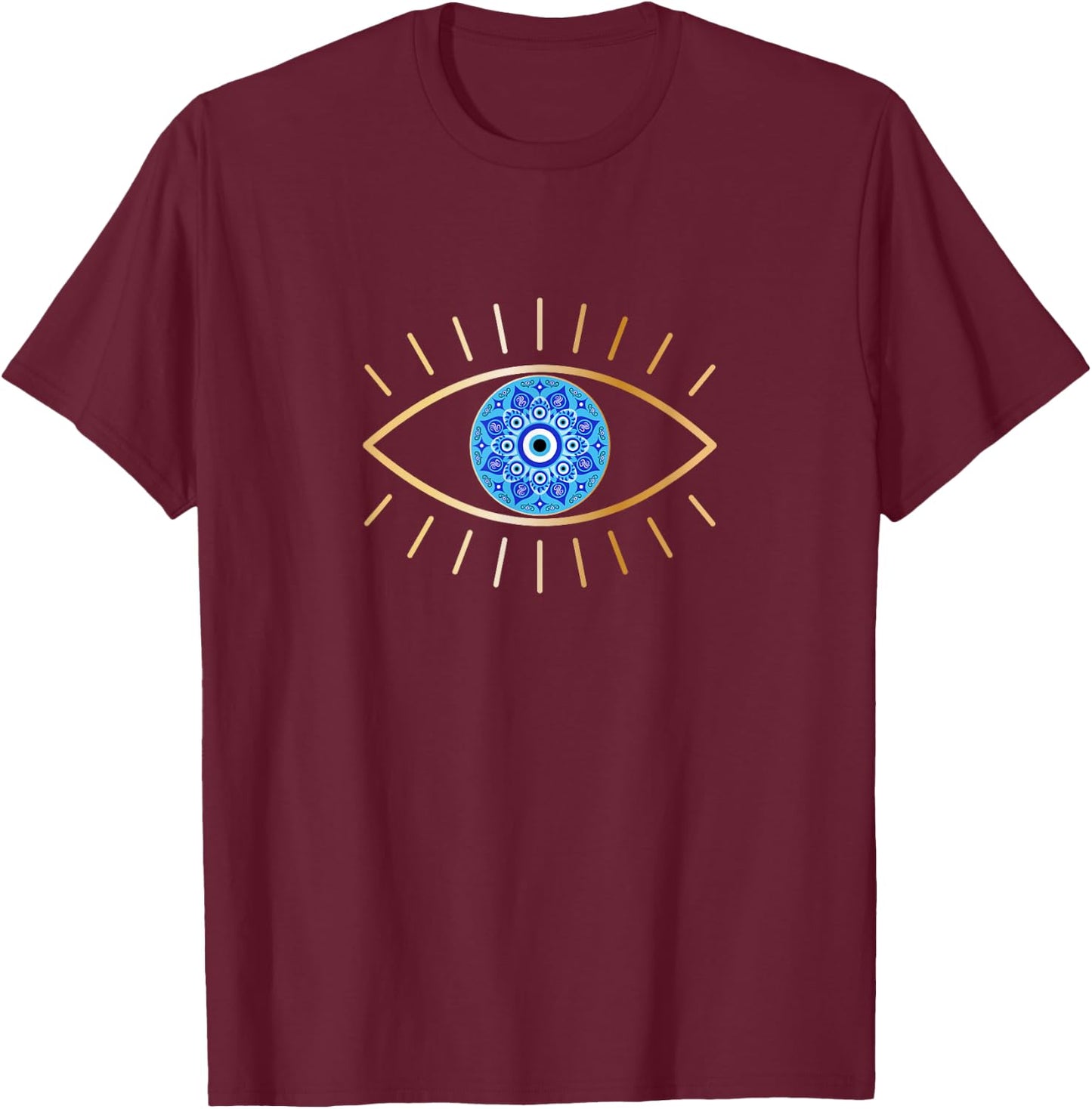 Ich sehe dich Blue Evil Eye Eyelashes Good Luck T-Shirt - T-Shirt | Maroon