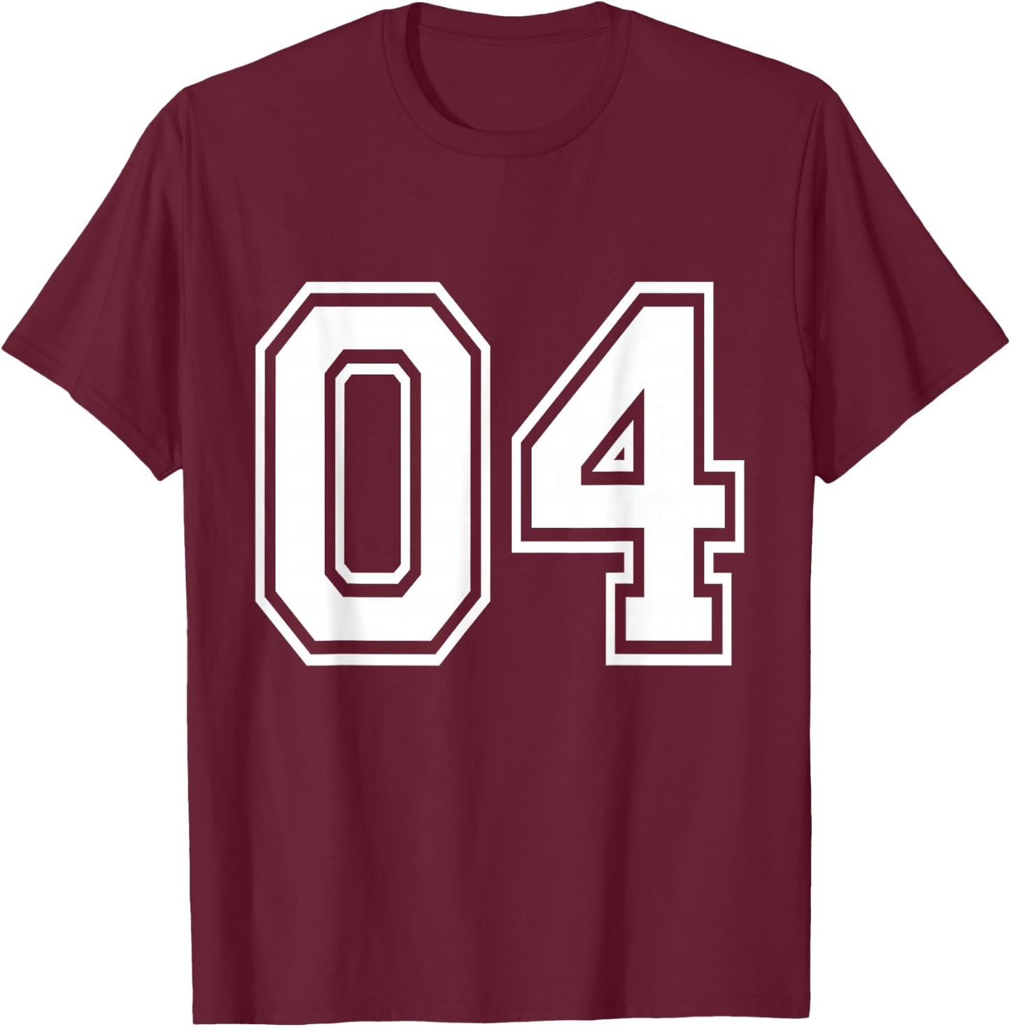 Number 04 Varsity Sports Team Jersey 4th Birthday 4 Years T-Shirt - T-Shirt | Maroon