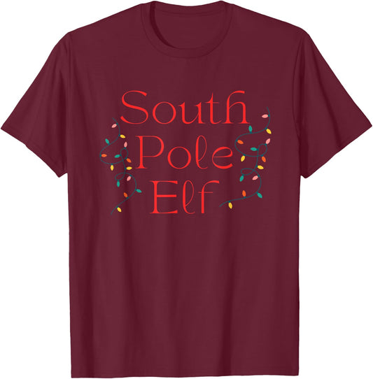 Holiday South Pole Elf Funny Christmas T-Shirt - T-Shirt | Maroon