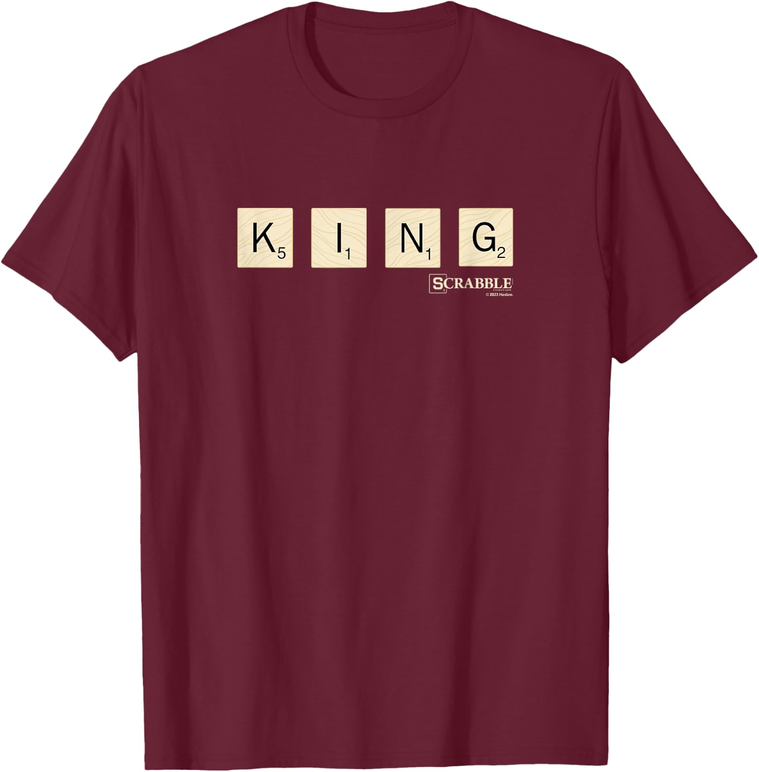 Scrabble King Vintage Letter Tiles Logo T-Shirt - T-Shirt | Maroon