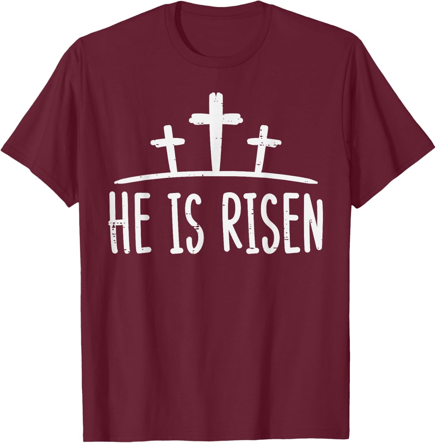Easter He Is Risen Cross Religious Christian Men Women Kids T-Shirt - T-Shirt | Maroon