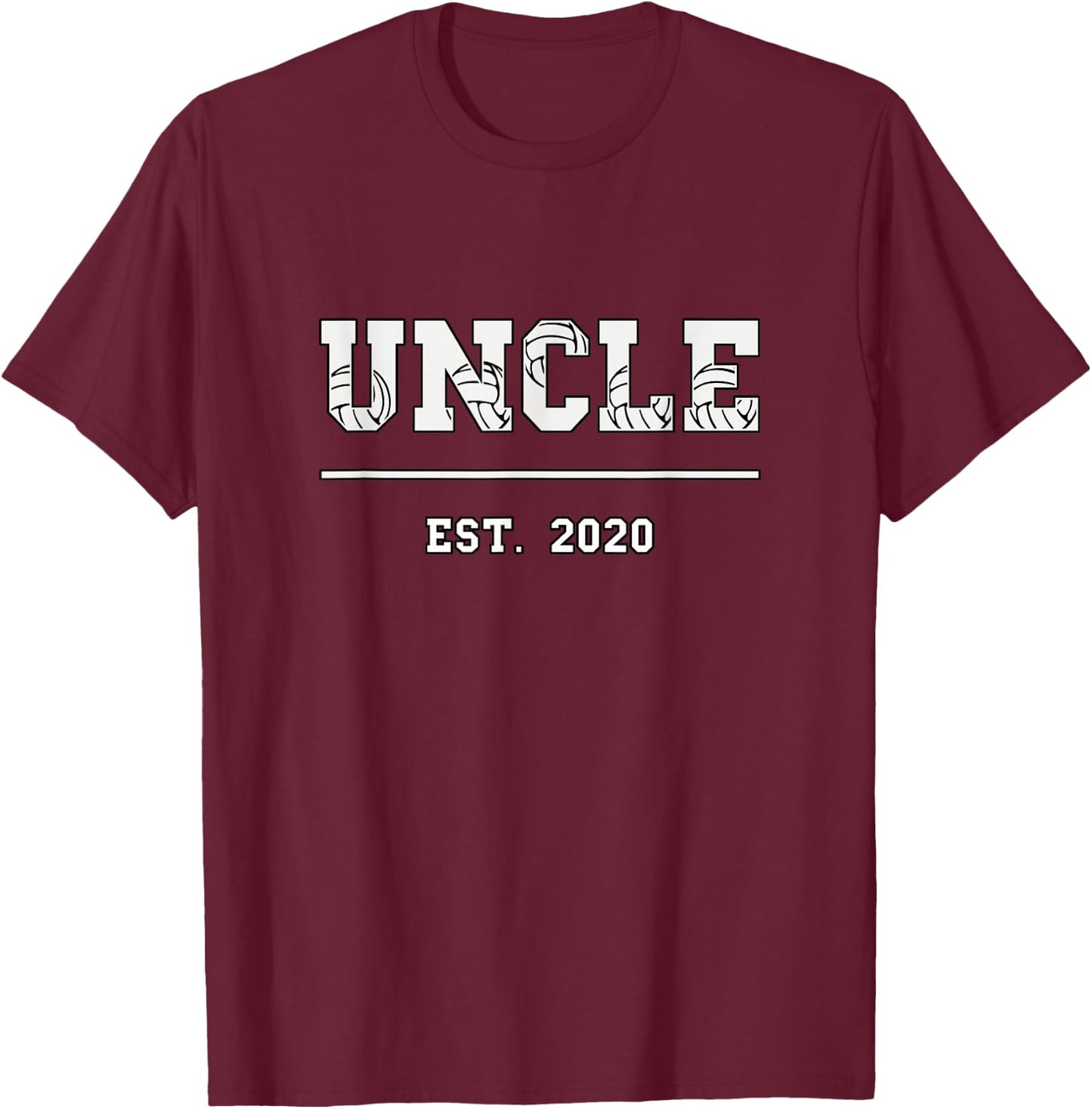 Uncle Est. 2020 Funny Sports Year Established Uncle Retro T-Shirt - T-Shirt | Maroon