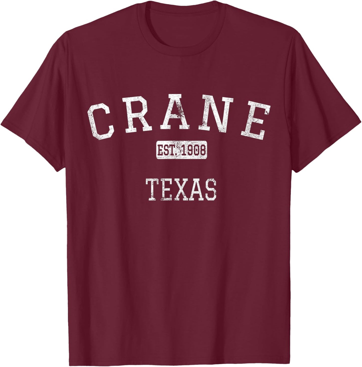 Crane Texas TX Vintage T-Shirt - T-Shirt | Maroon