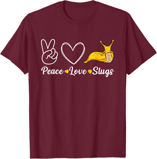 Peace Love Slugs Banana Slug T-Shirt - T-Shirt | Maroon