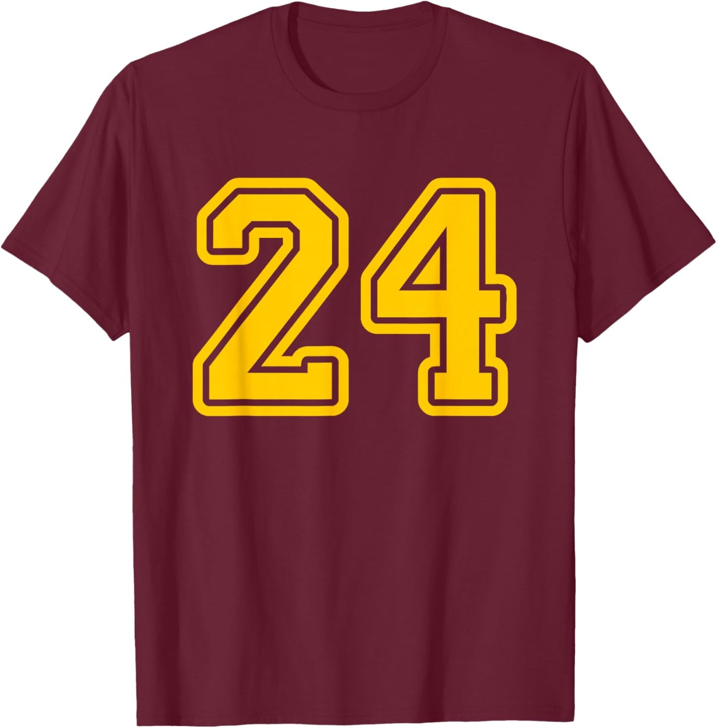 Number #24 Yellow Sport Varsity Number 24 T-Shirt - T-Shirt | Maroon