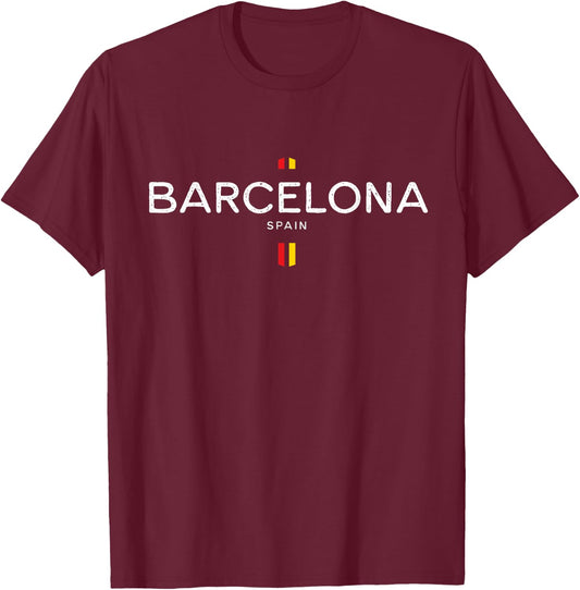 Barcelona Spain Retro Vintage T-Shirt - T-Shirt | Maroon