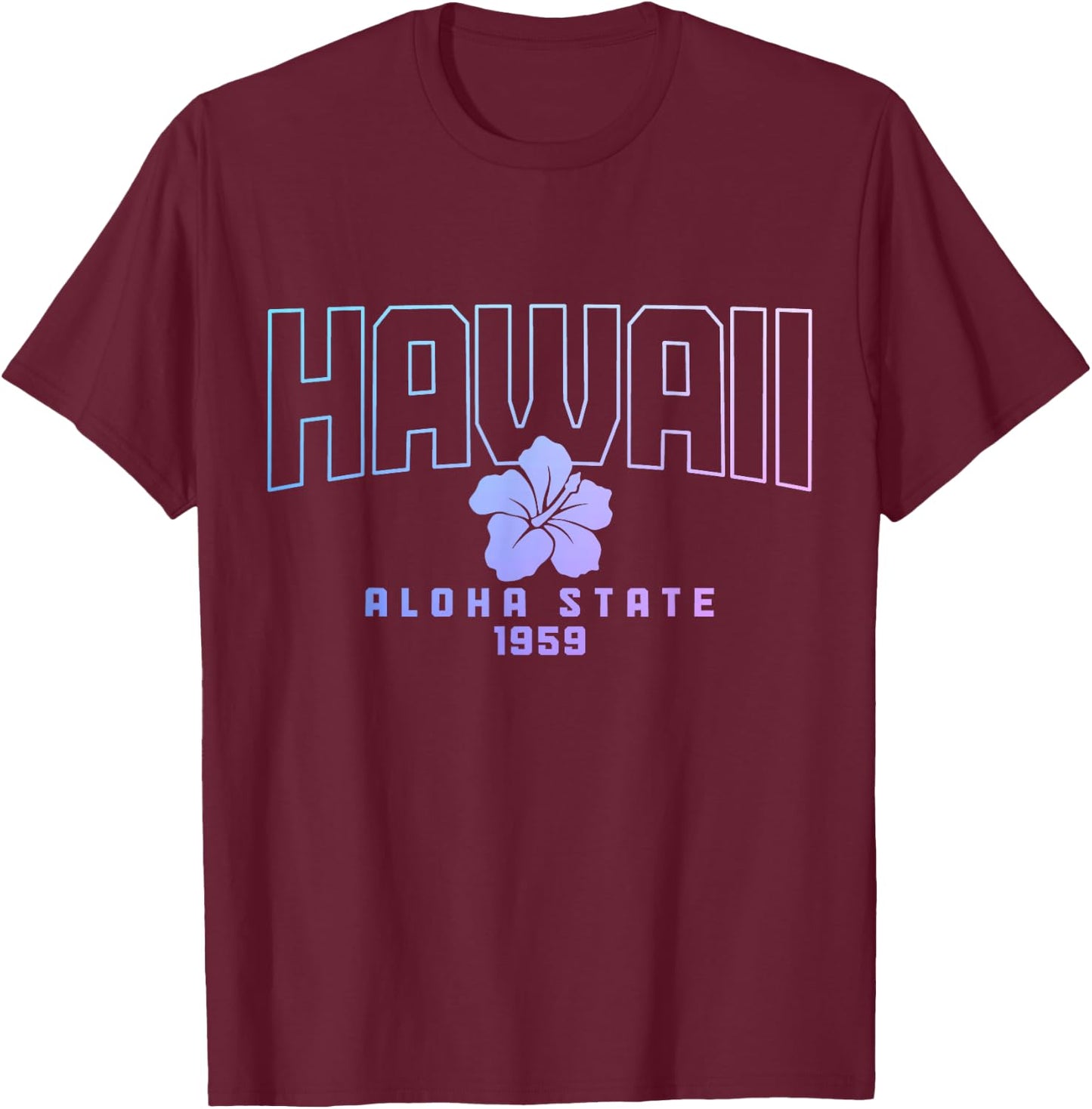 Hawaii Aloha State Hibiscus Surf Surfer Maui Kauai Hawaiian T-Shirt - T-Shirt | Maroon