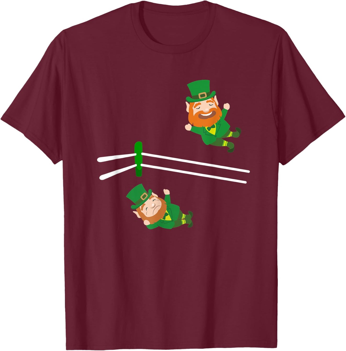 Funny Leprechaun Wrestling St Patricks Day T-Shirt - T-Shirt | Maroon