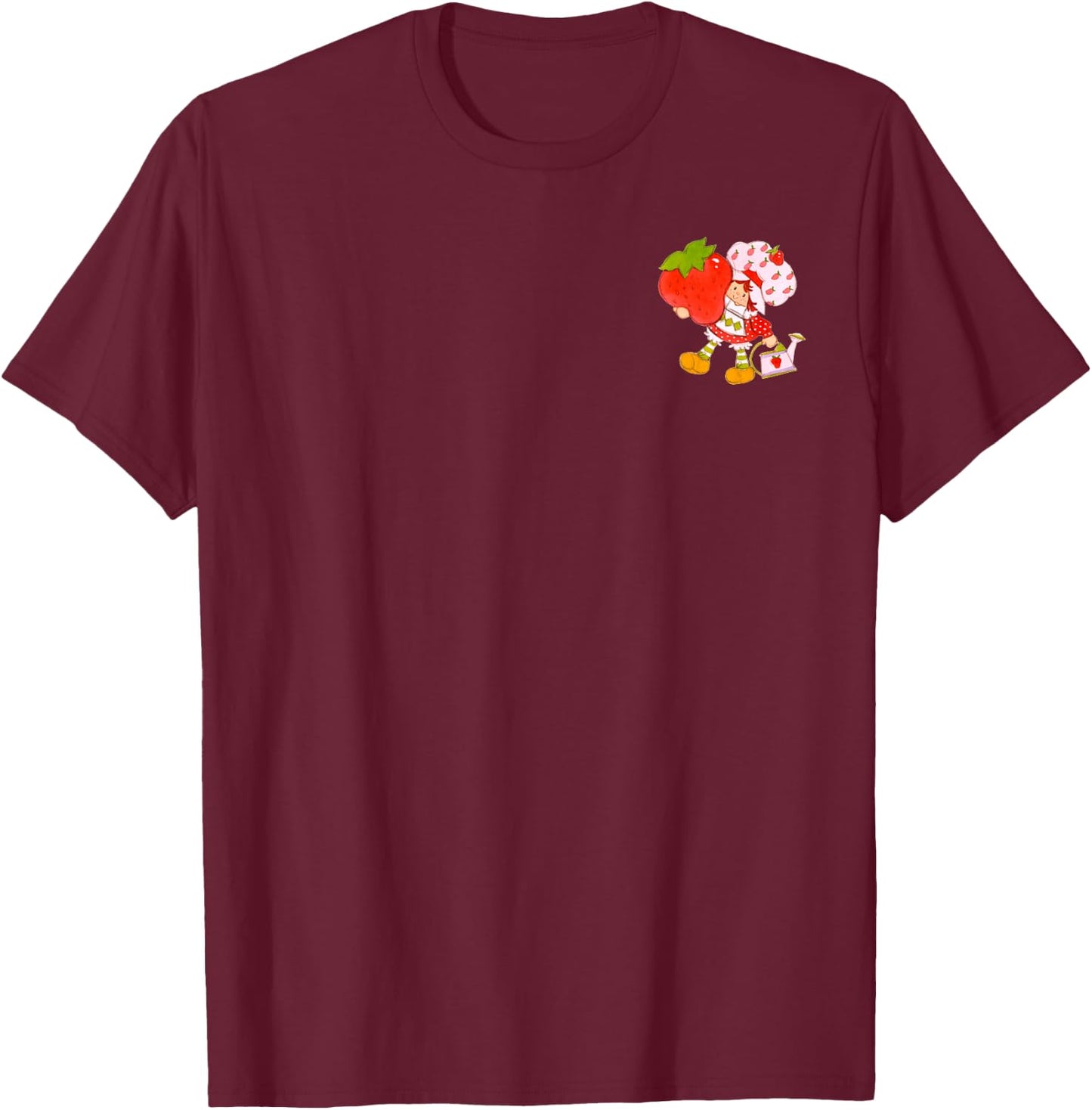 Strawberry Shortcake Classic Vintage Big Strawberry Pocket T-Shirt - T-Shirt | Maroon