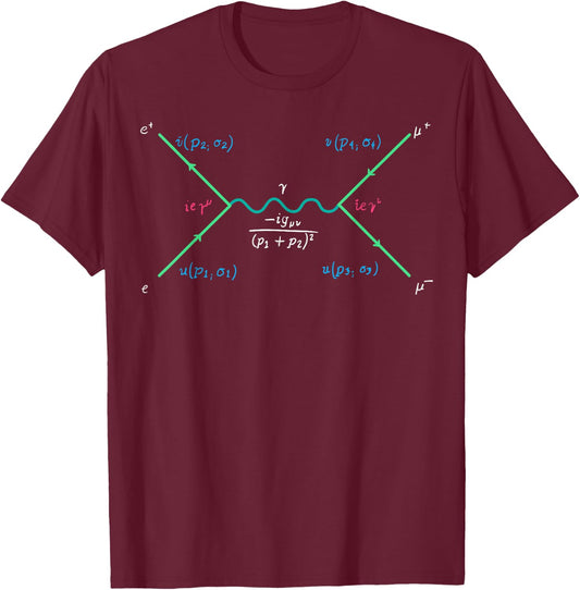 Physics Teacher Physicist Math Science Nerds Geeks Feynman Diagram Annihilation Quantum Mechanics Science Lover -Adults Black T-Shirt - T-Shirt | Maroon