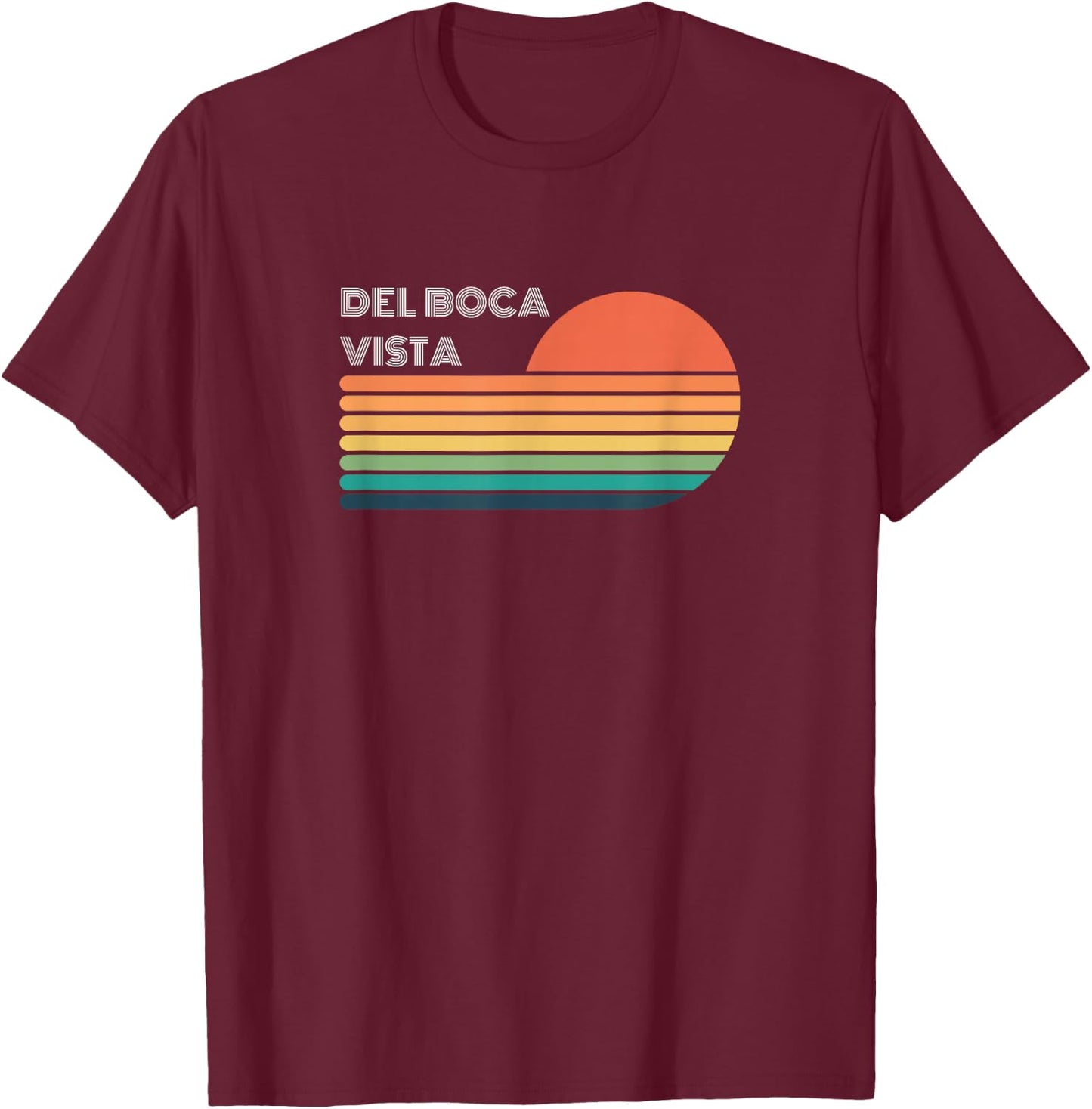 Del Boca Vista Retro Sunset Funny T-Shirt - T-Shirt | Maroon