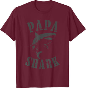 Vintage Classic Papa Shark T-Shirt - T-Shirt | Maroon