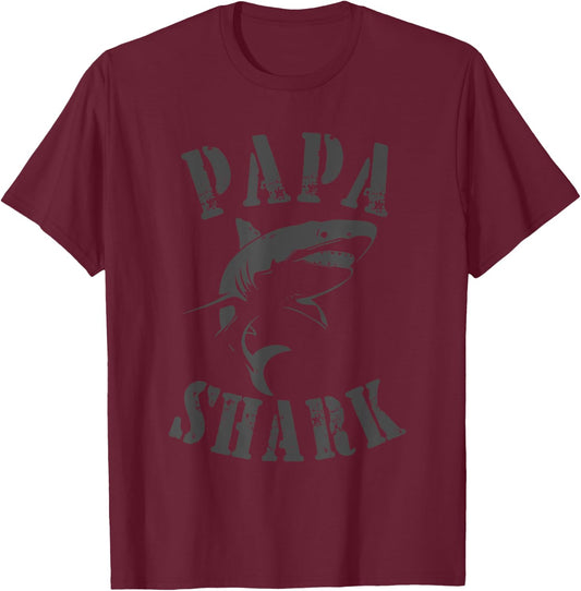 Vintage Classic Papa Shark T-Shirt - T-Shirt | Maroon