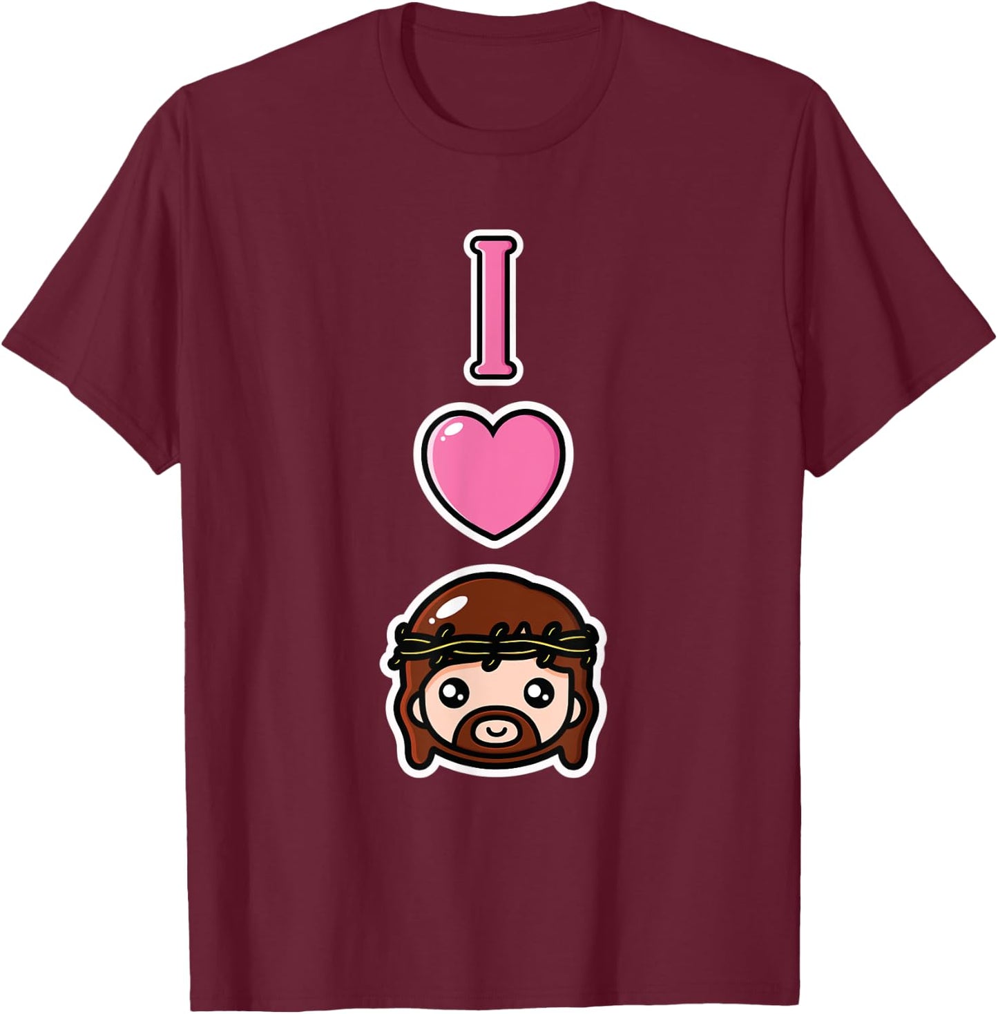 I Love Jesus Anime Style Pro Christian Religious Kids Girls T-Shirt - T-Shirt | Maroon