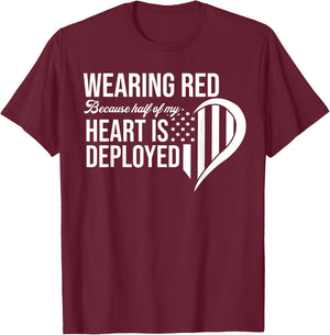 Red Friday Remember Everyone Deployed Soldier Husband Fiance T-Shirt - T-Shirt | Maroon