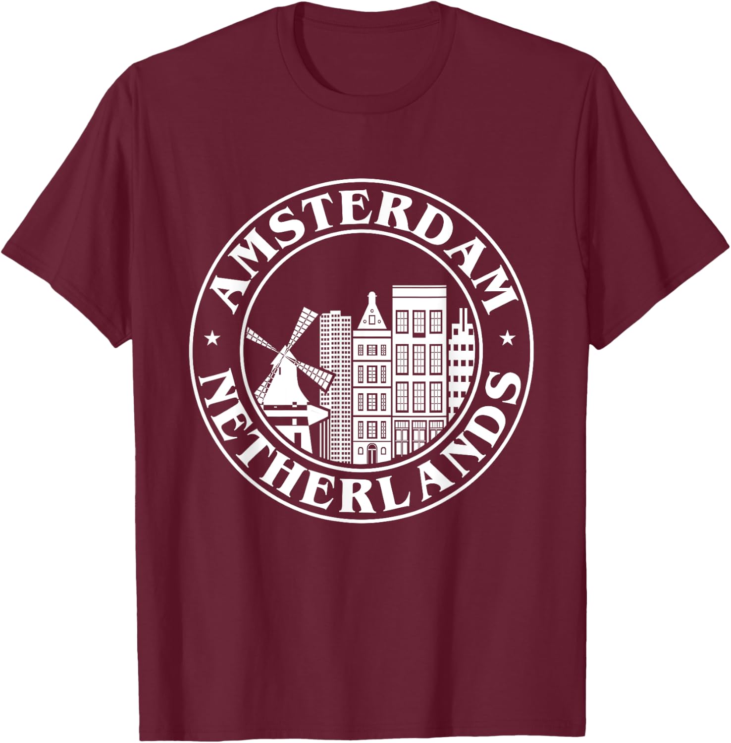 Amsterdam Holland Skyline Amsterdam Netherlands T-Shirt - T-Shirt | Maroon