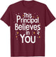 Cute Principal Design Women School Head Principal T-Shirt - T-Shirt | Maroon