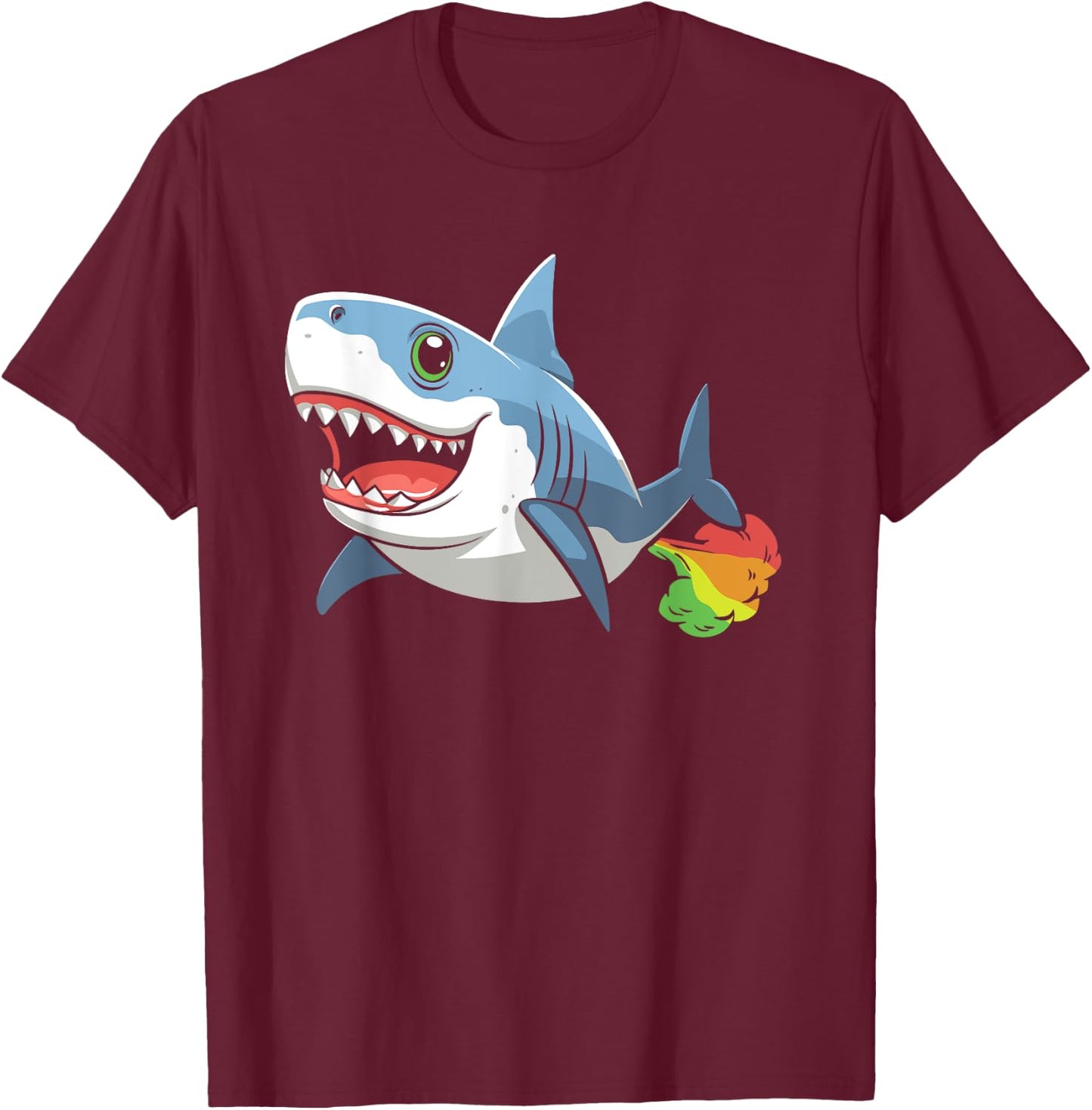 Funny Shark Sea Animal - Ocean Rainbow Fart T-Shirt - T-Shirt | Maroon