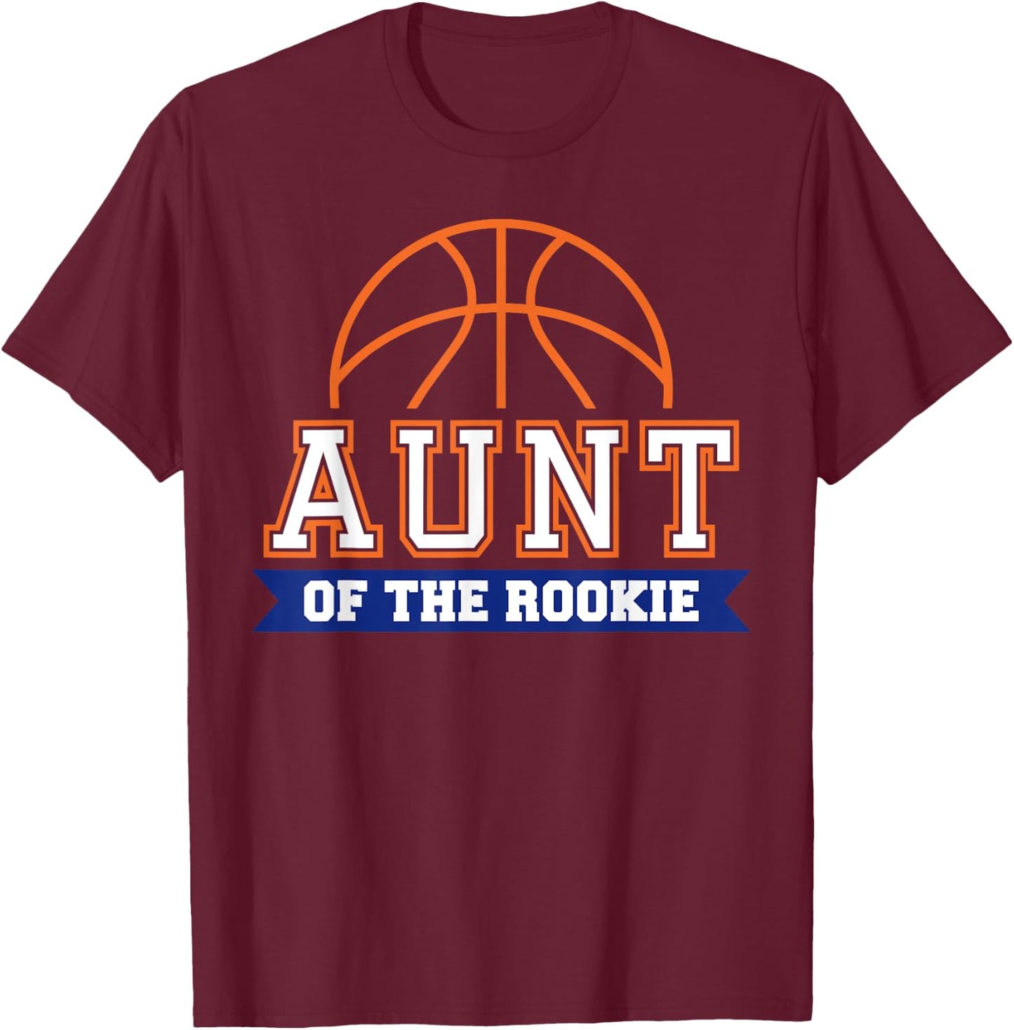 Aunt of Rookie 1st Birthday Basketball Theme Matching Party T-Shirt - T-Shirt | Maroon