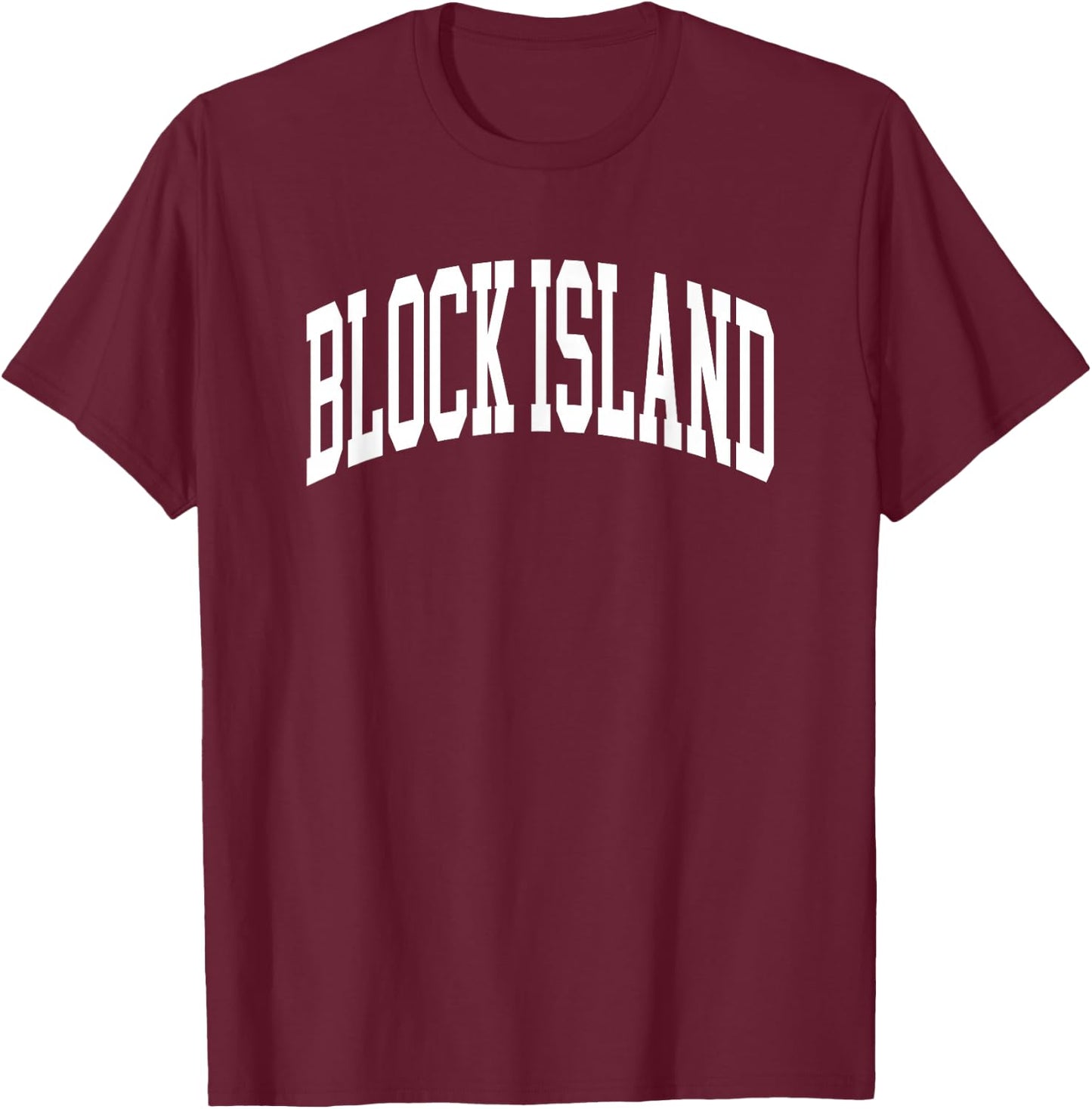 Retro Block Island Rhode Island Souvenir Athletic Throwback T-Shirt - T-Shirt | Maroon