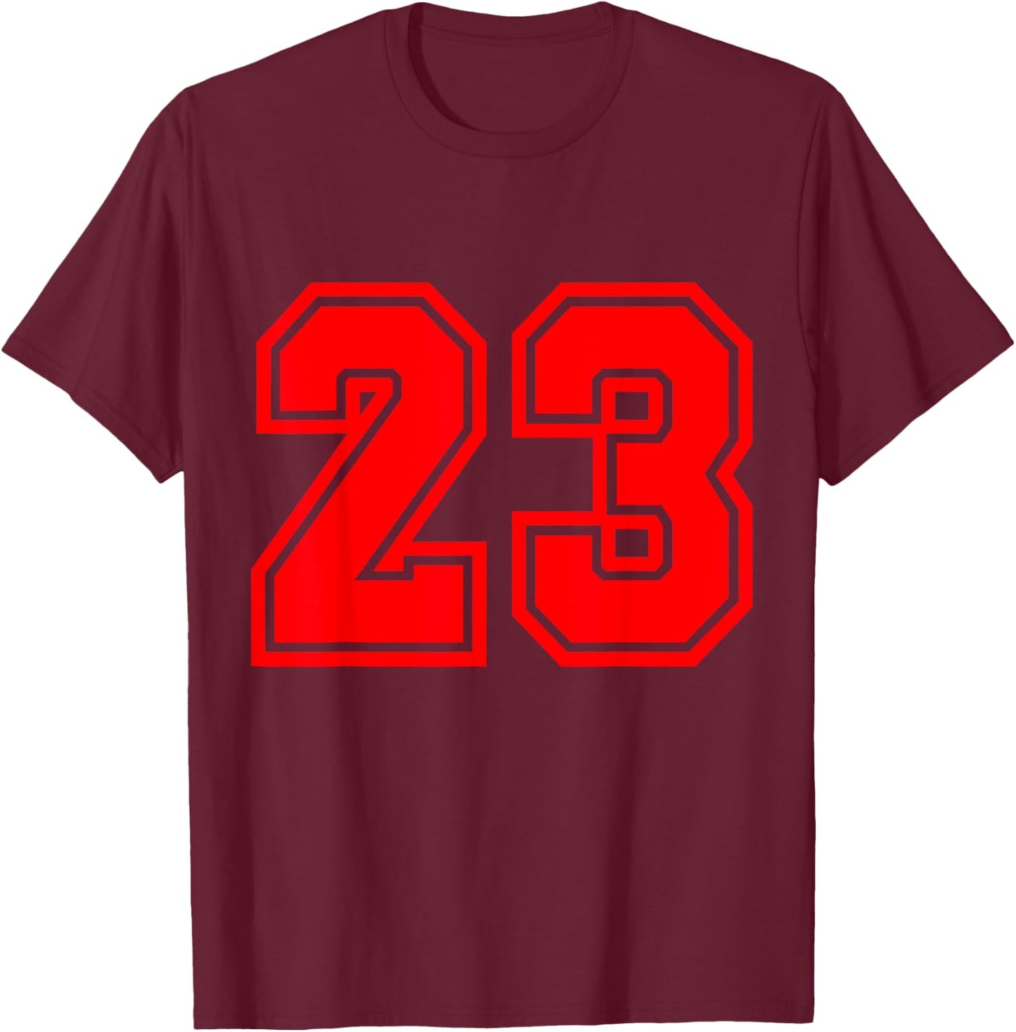 Number #23 Red Varsity Favorite Number T-Shirt - T-Shirt | Maroon