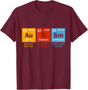 Autism Chemistry Periodic Table Elements Autism Awareness T-Shirt - T-Shirt | Maroon
