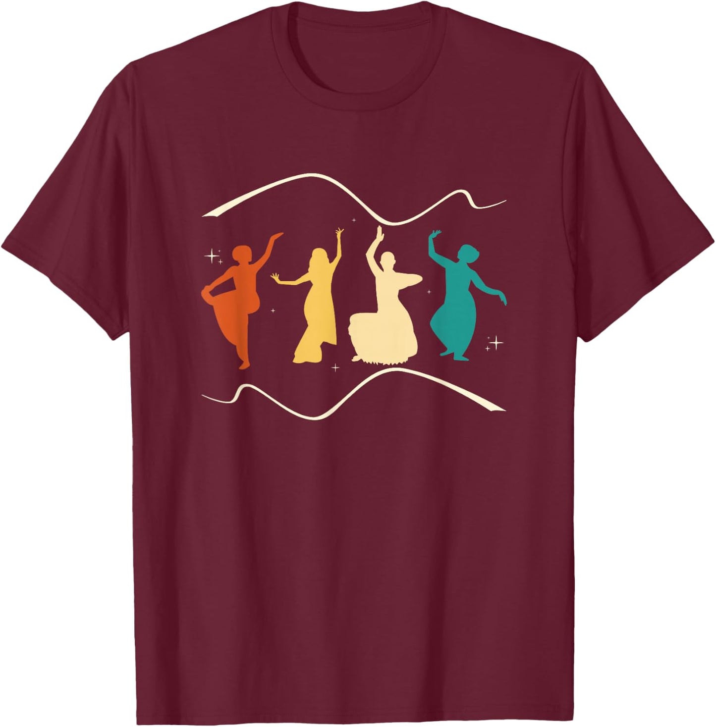 Indian Dance Design for a Bharatanatyam Dancer T-Shirt - T-Shirt | Maroon