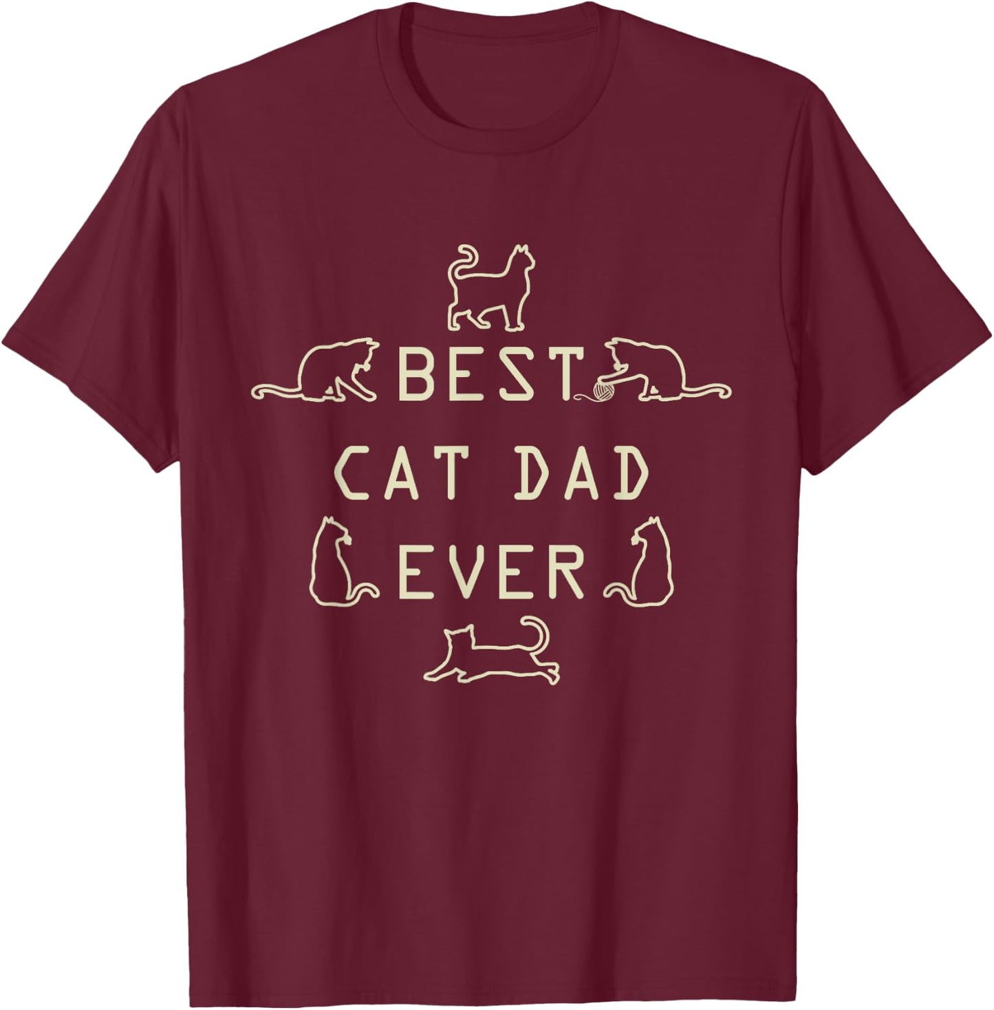 Feline Cat Father Kitty Dad Fathers Day Meow Men T-Shirt - T-Shirt | Maroon