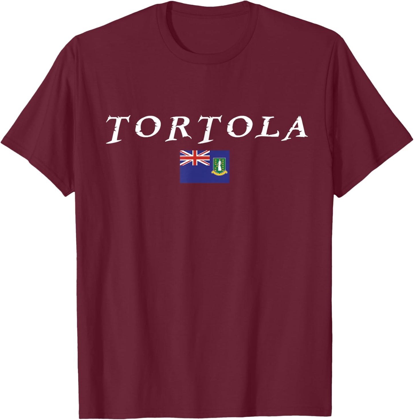 Tortola,, Caribbean National Flag of the B.V.I. T-Shirt - T-Shirt | Maroon