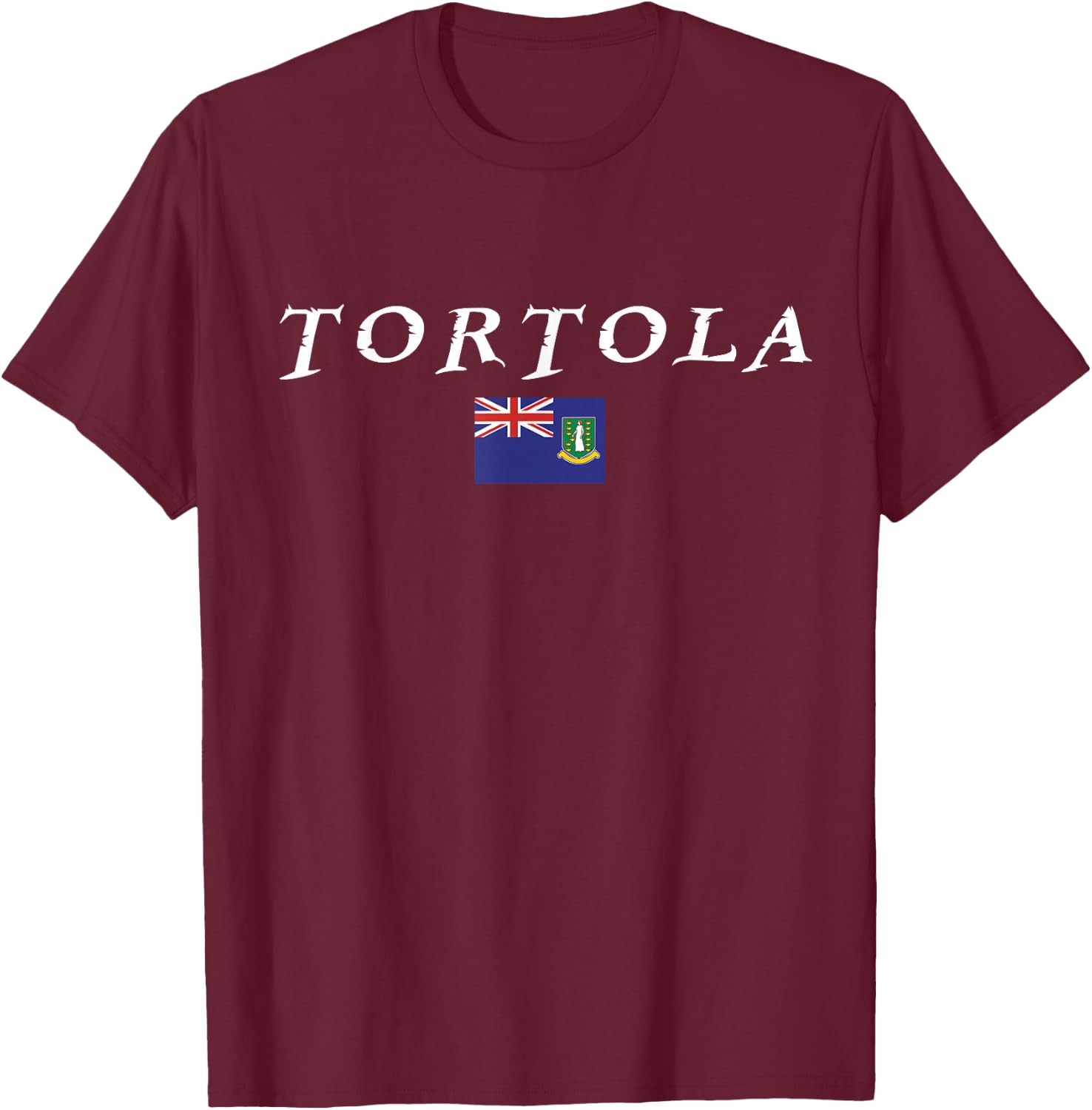 Tortola,, Caribbean National Flag of the B.V.I. T-Shirt - T-Shirt | Maroon