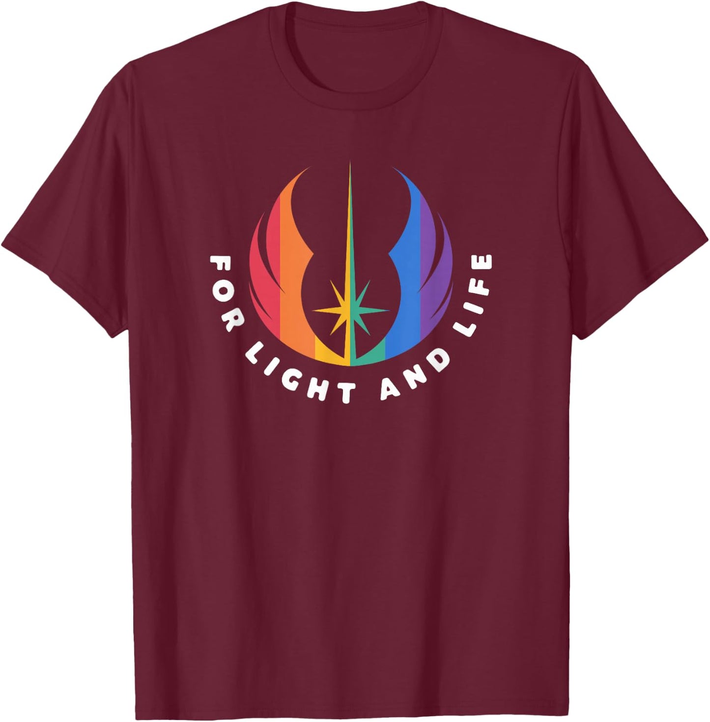 Star Wars Jedi Rainbow Symbol For Light And Life T-Shirt - T-Shirt | Maroon
