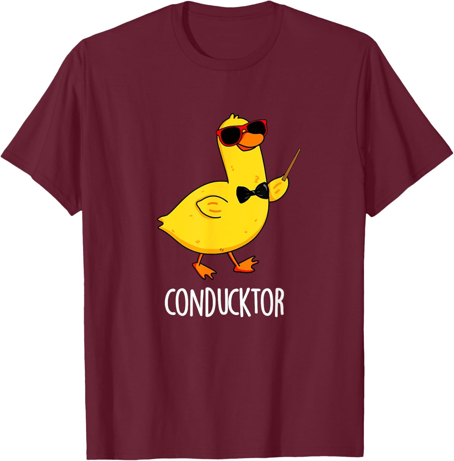 Con-duck-tor Funny Conductor Duck Pun T-Shirt - T-Shirt | Maroon