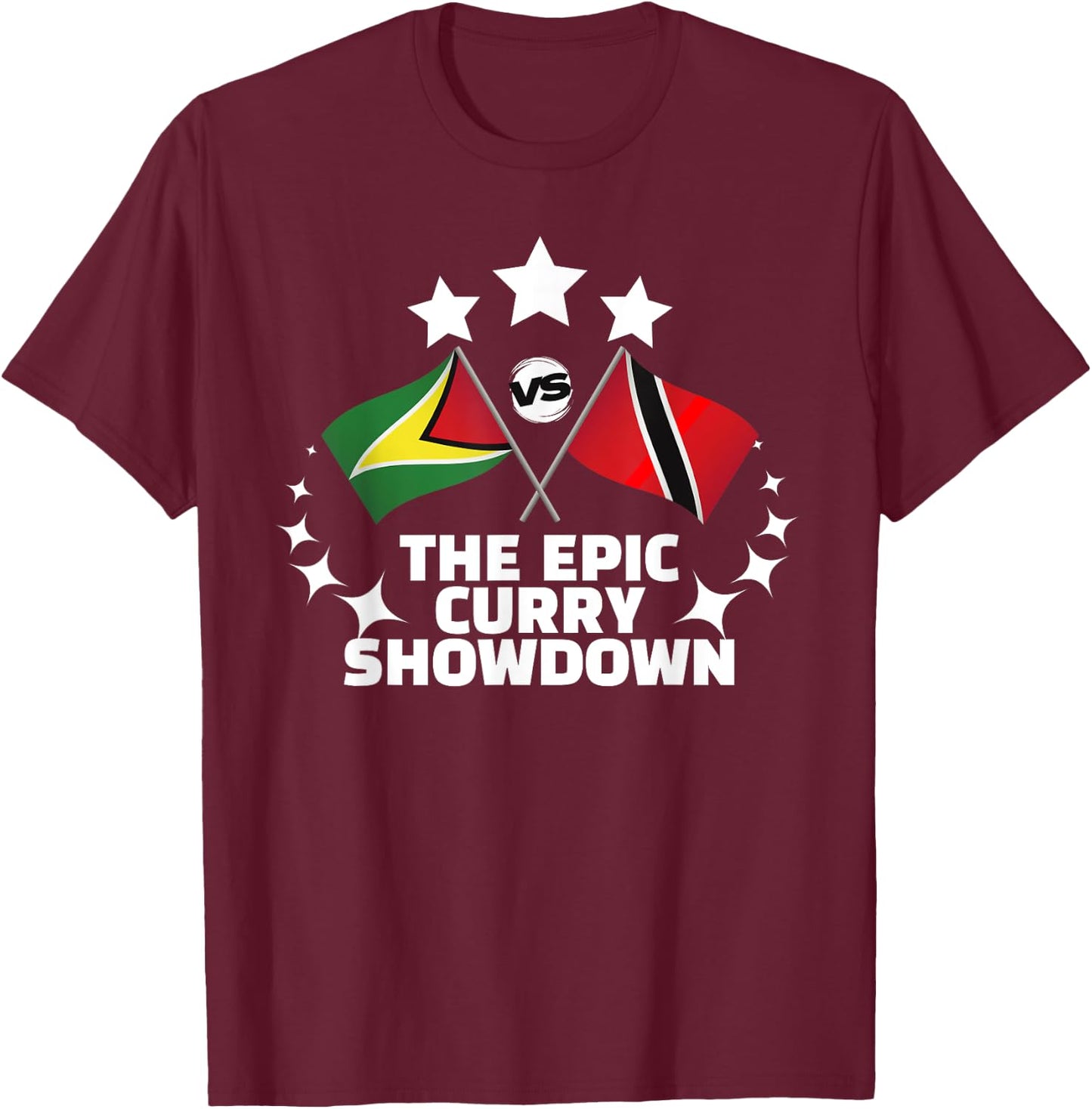 Guyana vs Trinidad - The Epic Curry Showdown Funny Cricket T-Shirt - T-Shirt | Maroon