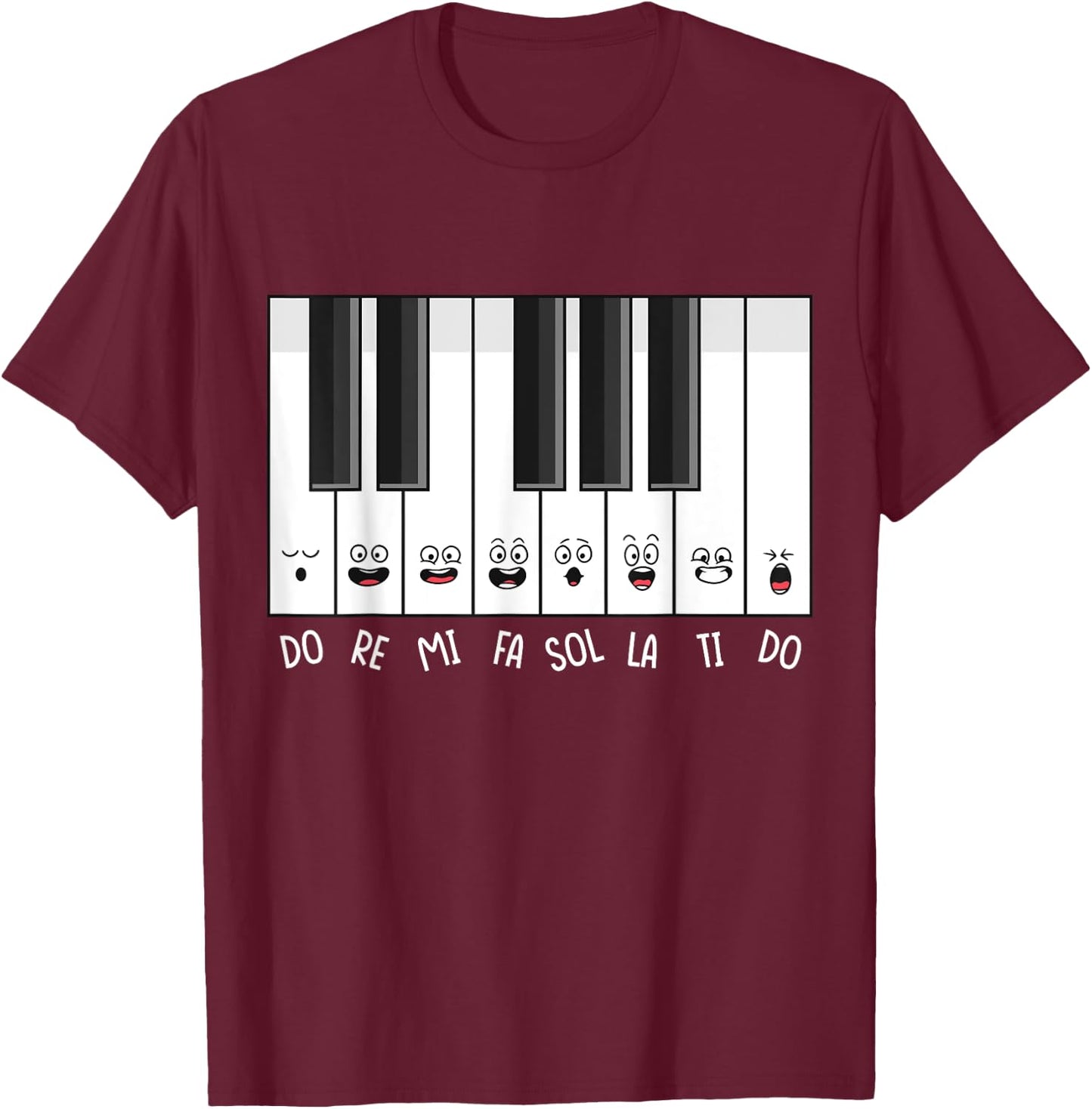 Funny Piano Keys Do Re Mi Fa Sol La Ti Do Solfege Sing Class T-Shirt - T-Shirt | Maroon